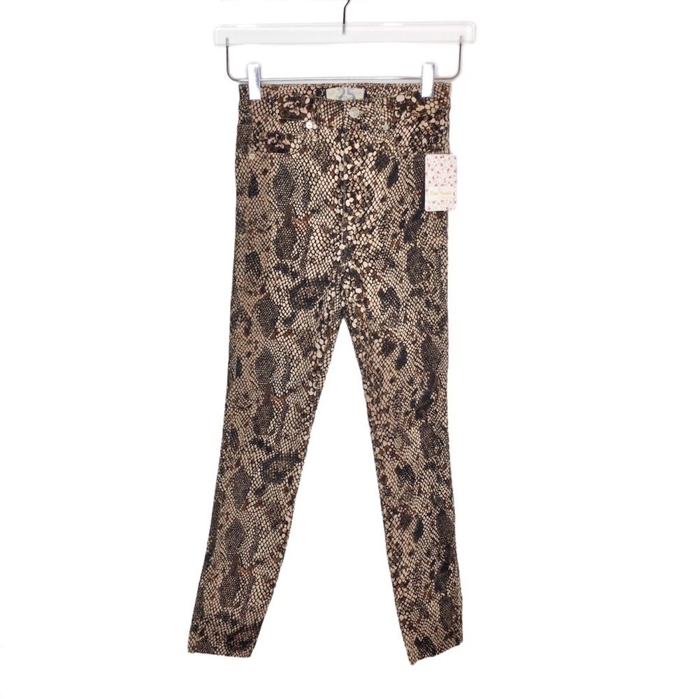 NEW Free People Two Faced Snake Print High Rise Skinny Jeans Sz 25 - Picture 2 of 10